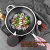 304 Stainless Steel Non-Stick Stir Fry Cooking Kitchen Honeycomb Wok Pan with Lid – 34 cm