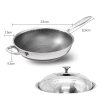 316 Stainless Steel Non-Stick Stir Fry Cooking Kitchen Wok Pan with Lid Honeycomb Double Sided – 32 cm