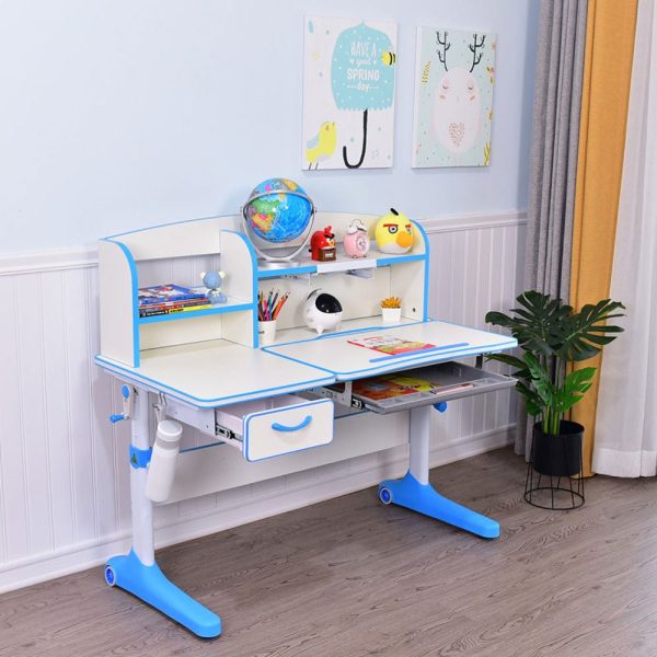 120cm Height Adjustable Children Kids Ergonomic Study Desk AU – Blue