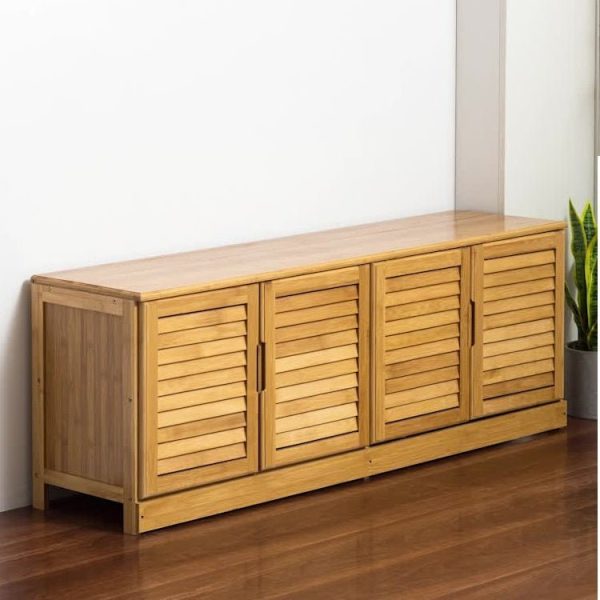 Bamboo Bench Seat Shoe Rack Shoe Bench Storage Bench – 46x33x132 cm