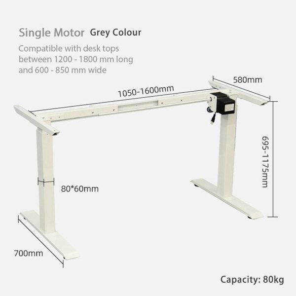 Standing Desk Height Adjustable Sit Stand Motorised Grey Dual Motors Frame – 120 cm, Black