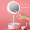 Ecoco Smart LED Light Cosmetic Makeup Mirror USB Touch Screen Home Desk Vanity 360° – Pink