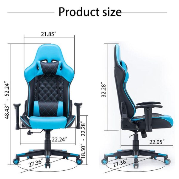 Gaming Chair Ergonomic Racing chair 165° Reclining Gaming Seat 3D Armrest Footrest – Black and Green