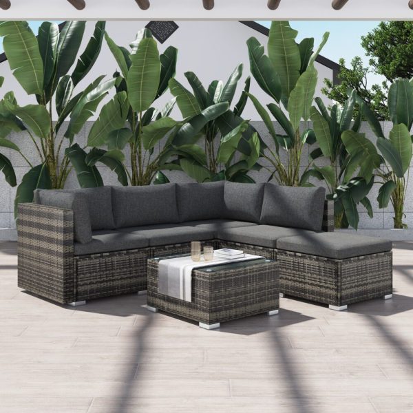 Ottoman-Style Outdoor Lounge Set – Grey