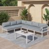 Outdoor White Modern 7 Piece Lounge Set