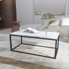 Industrial Style Marble Effect Rectangular Coffee Table