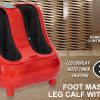 Foot Massager Electric Massagers Shiatsu Leg Calf Kneading Heat Remote Carry RED