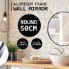 2 Set Wall Mirror Round Aluminum Frame Bathroom 50cm BLACK