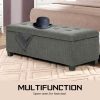 La Bella 102cm Storage Ottoman Stool Fabric – Dark Grey