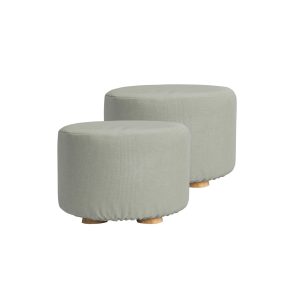 La Bella Fabric Ottoman Round Wooden Leg Foot Stool