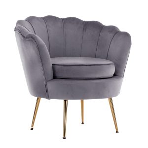 La Bella Shell Scallop Lounge Chair Accent Velvet – Grey