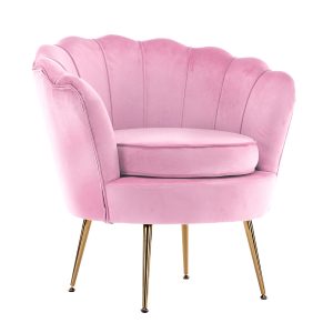 La Bella Shell Scallop Lounge Chair Accent Velvet – Pink