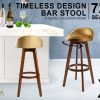 2X Wooden Bar Stool Dining Chair Leather LEILA 72cm COFFEE BROWN