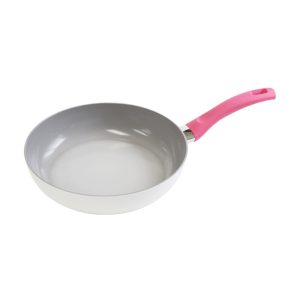 Jiniart Round White Frypan Frying Pan Non-Stick Induction Ceramic