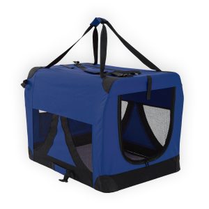 Paw Mate Portable Soft Dog Cage Crate Carrier – L, Blue