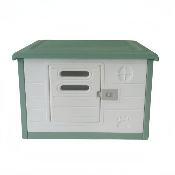 Small Plastic Pet Dog Puppy Cat House Kennel With Door Green