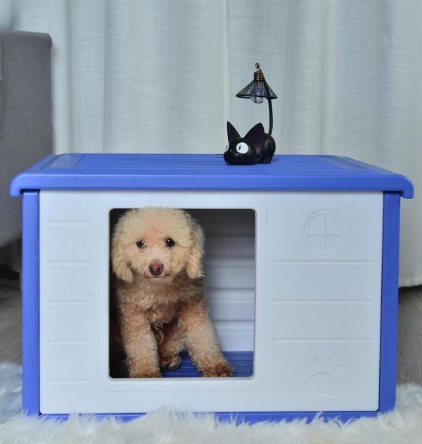 Small Plastic Pet Dog Puppy Cat House Kennel – Blue