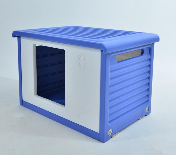 Small Plastic Pet Dog Puppy Cat House Kennel – Blue