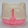 Large Hooded Cat Toilet Litter Box Tray House With Scoop Pink