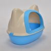 Medium Hooded Cat Toilet Litter Box Tray House With Scoop Blue