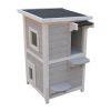 2 Story Cat Shelter Condo with Escape Door Rainproof Kitty House