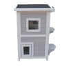 2 Story Cat Shelter Condo with Escape Door Rainproof Kitty House