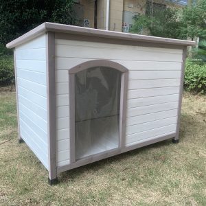 YES4PETS XL Timber Pet Dog Kennel House Puppy Wooden Timber Cabin With Stripe White