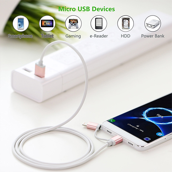 UGREEN Micro-USB to USB Cable with MFI Certified iPhone Adapter – 1.5m