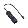 Simplecom CHN421 Aluminium USB-C to 3 Port USB HUB with Gigabit Ethernet Adapter – Black