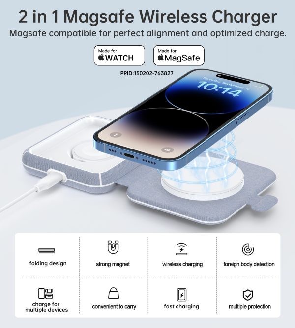 T323 2-in-1 Magsafe&MFI Wireless Charger