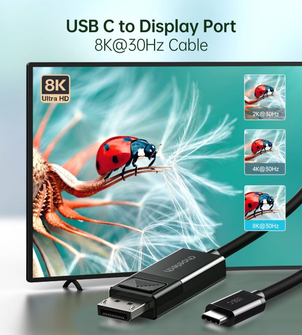 CHOETECH XCP-1803 USB-C To DisplayPort Cable 8K@30Hz 1.8M Two-Way