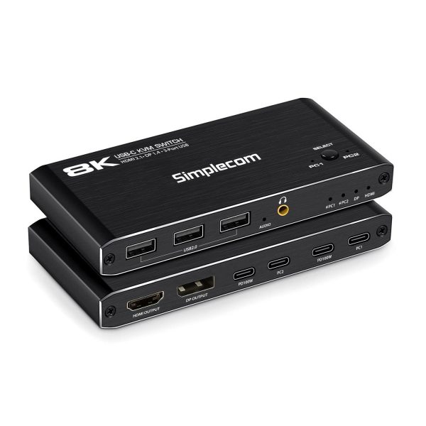 KM470 2-Port USB-C KVM Switch 8K Docking Station HDMI 2.1 DP for Laptop Tablet