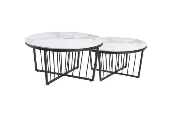 Salina Black 90cm Coffee Table – White Marble