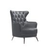 Grand Tufted Lounge – Dark Grey Velvet – Silver Legs