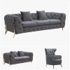 Grand Tufted Lounge – Dark Grey Velvet – Silver Legs