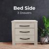 Hillsborough Bedside Tables 3 Drawers Storage Cabinet Shelf Side End Table – White