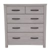 Tallboy 5 Chest of Drawers Solid Ash Wood Bed Storage Cabinet – White