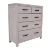 Tallboy 5 Chest of Drawers Solid Ash Wood Bed Storage Cabinet – White