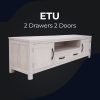 Pulaski ETU Entertainment TV Unit 216cm 2 Drawer 2 Door Mt Ash Wood – White