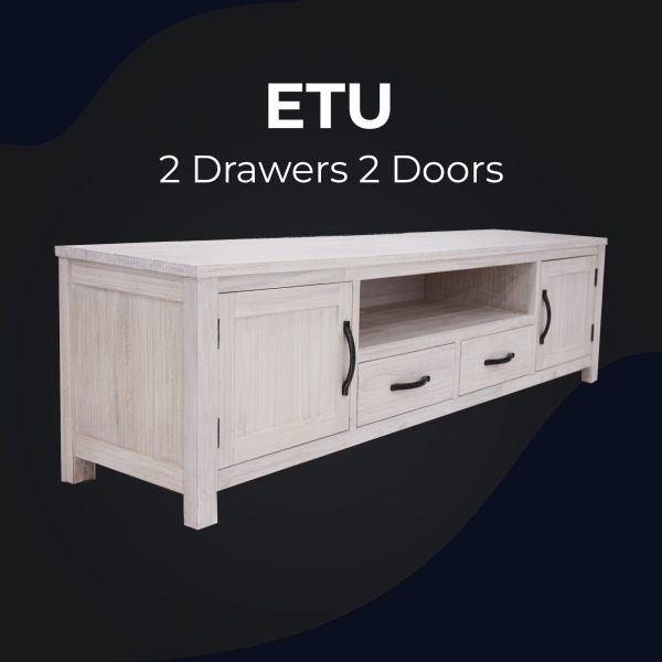 Pulaski ETU Entertainment TV Unit 216cm 2 Drawer 2 Door Mt Ash Wood – White