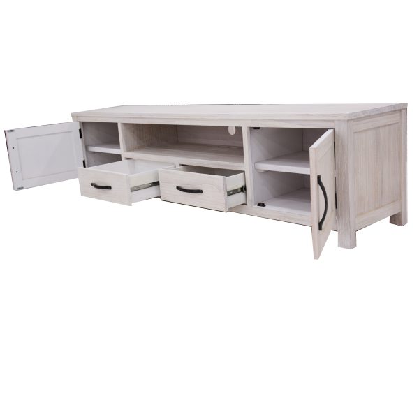 Pulaski ETU Entertainment TV Unit 216cm 2 Drawer 2 Door Mt Ash Wood – White