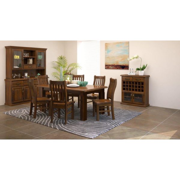 Dining Table 180cm Solid Pine Wood Home Dinner Furniture – Dark Brown