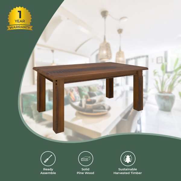 Dining Table 180cm Solid Pine Wood Home Dinner Furniture – Dark Brown