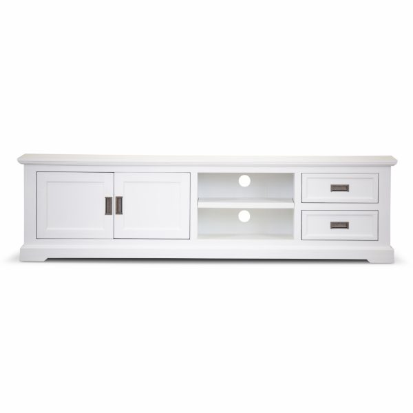 Valdosta ETU Entertainment TV Unit 220cm 2 Door Solid Acacia Wood Coastal – White