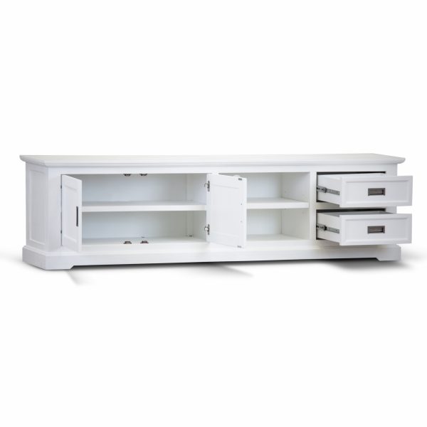 Valdosta ETU Entertainment TV Unit 220cm 2 Door Solid Acacia Wood Coastal – White