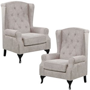 Mellowly Wing Back Chair Sofa Chesterfield Armchair Fabric Uplholstered