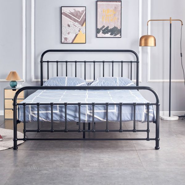 Amarillo Bed Size Metal Frame Platform Mattress Base – QUEEN, Black