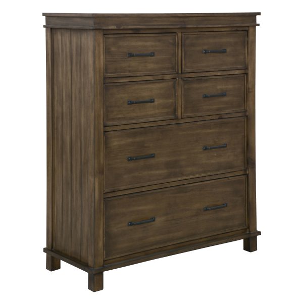 Tallboy Chest of Drawers Solid Pine Wood Bed Storage Cabinet -Rustic Grey – 6 Drawers