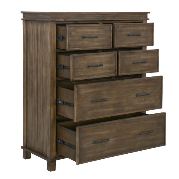 Tallboy Chest of Drawers Solid Pine Wood Bed Storage Cabinet -Rustic Grey – 6 Drawers