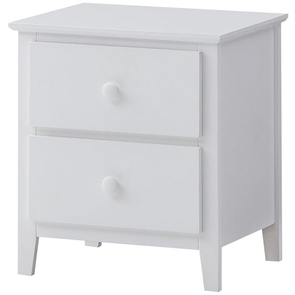 Mimili Bedside Nightstand  Drawers Storage Cabinet Shelf Side Table – White – 1